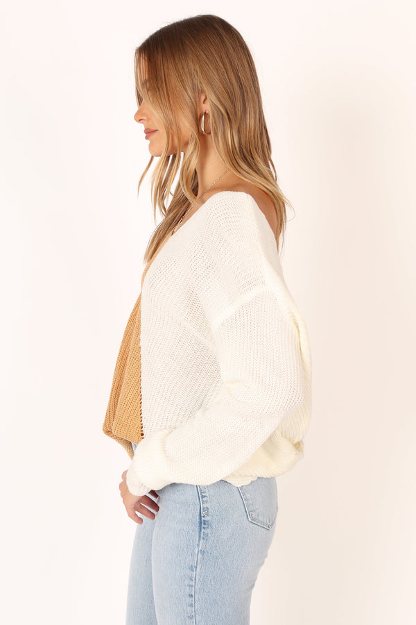 KNITWEAR Lizzie Two Tone Knit Sweater - Beige Multi