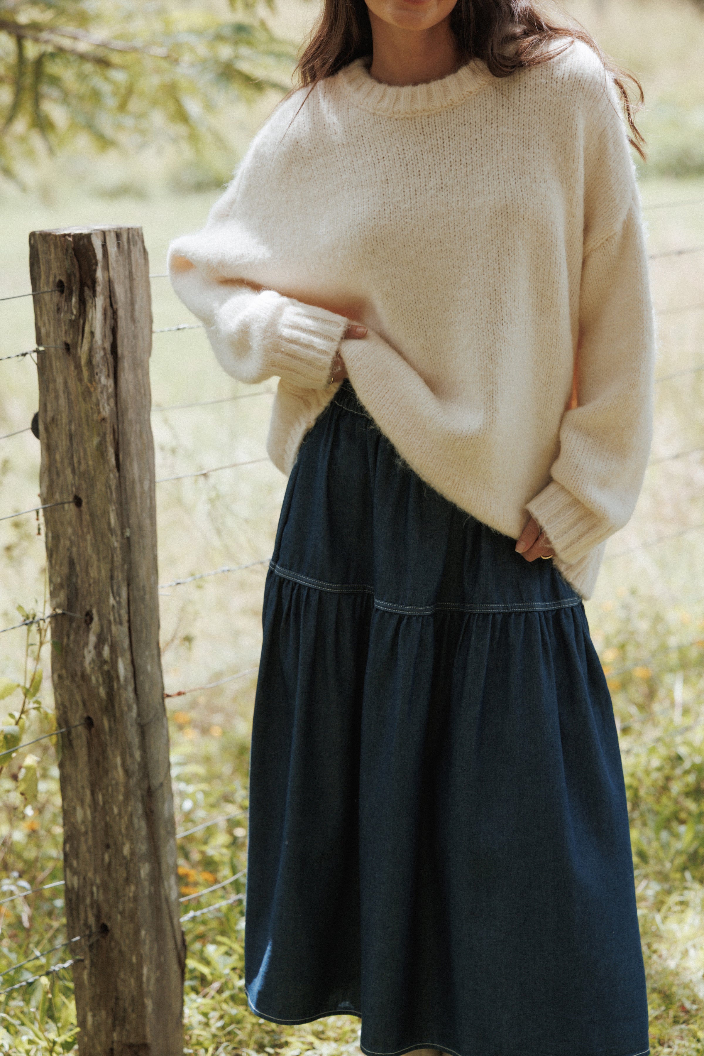 KNITWEAR Lloyd Oversized Crew Knit Sweater - Cream