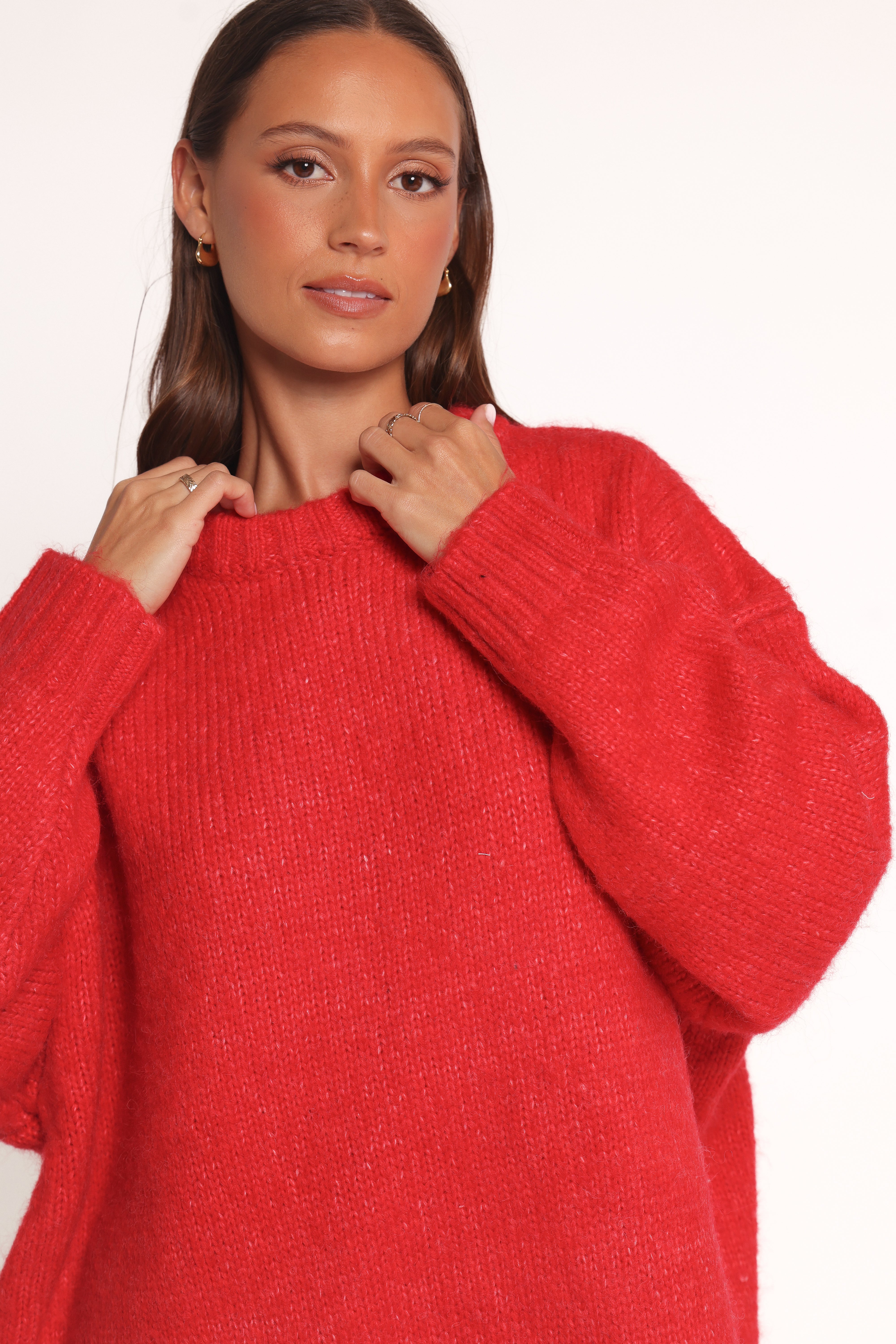 KNITWEAR Lloyd Oversized Crew Knit Sweater - Red