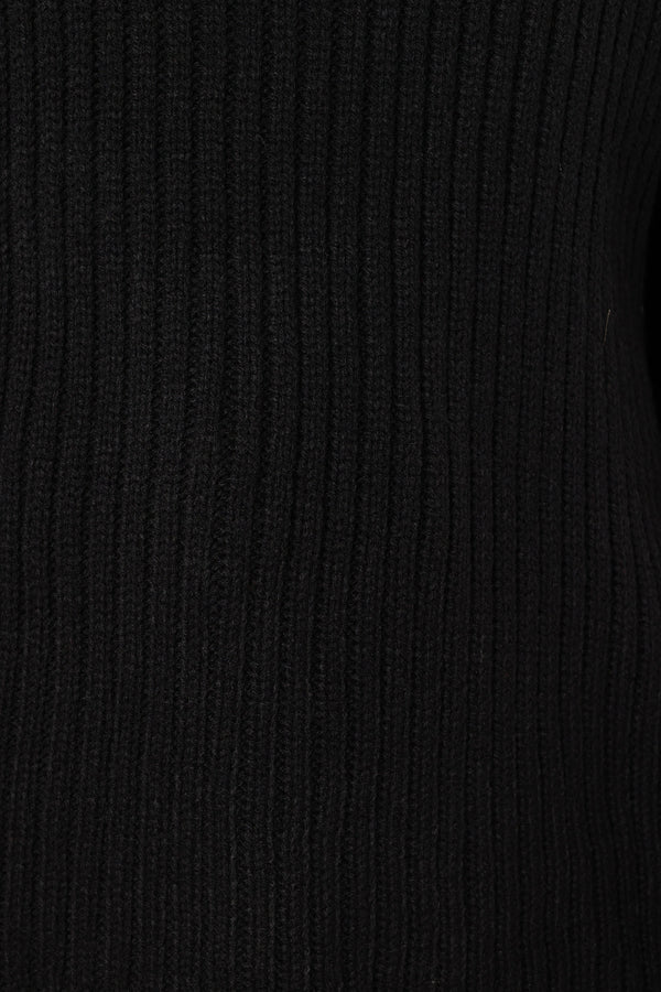 KNITWEAR @Lorelei Textured Sleeve Knit Sweater - Black