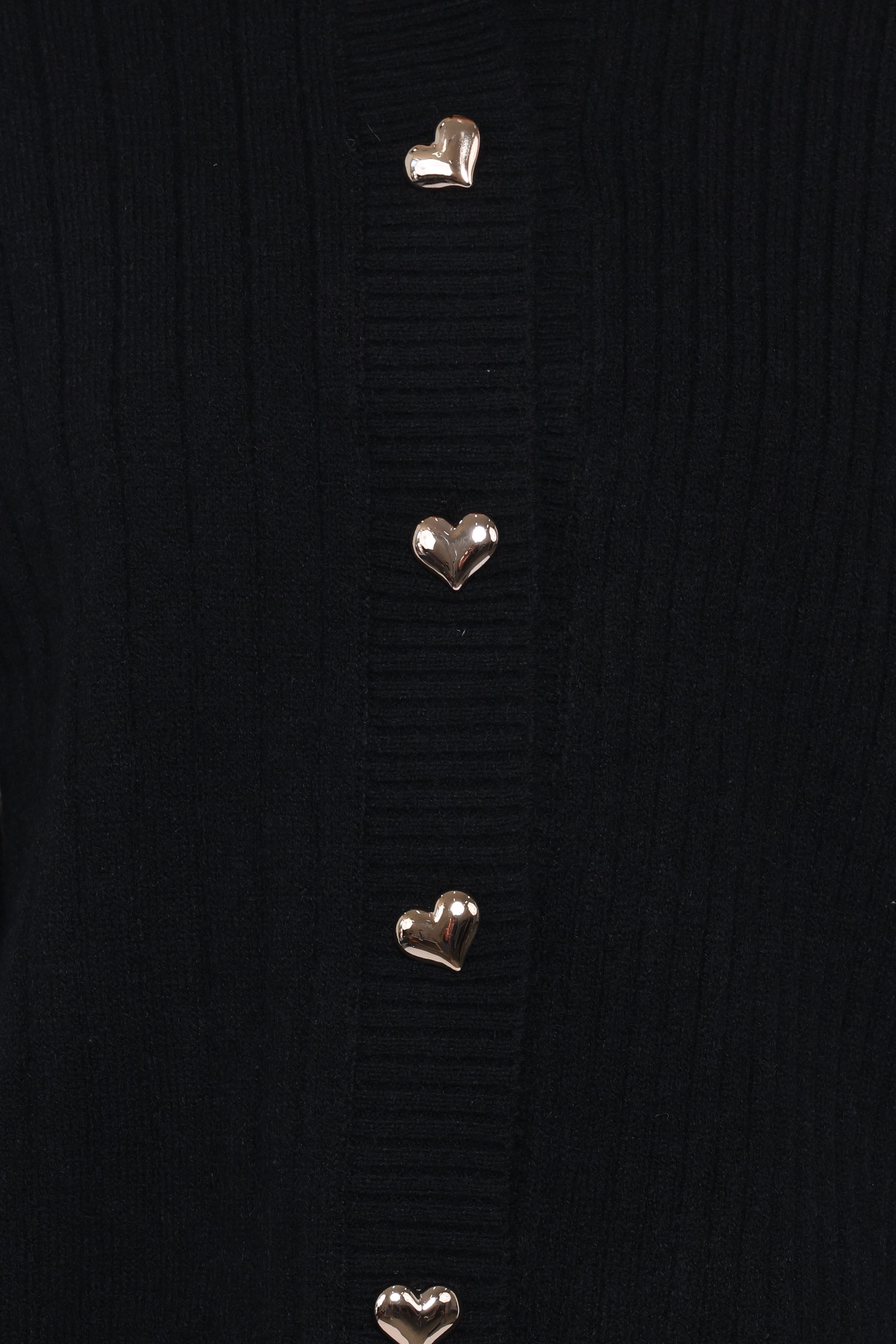 KNITWEAR Loulani Heart Button Cardigan - Black