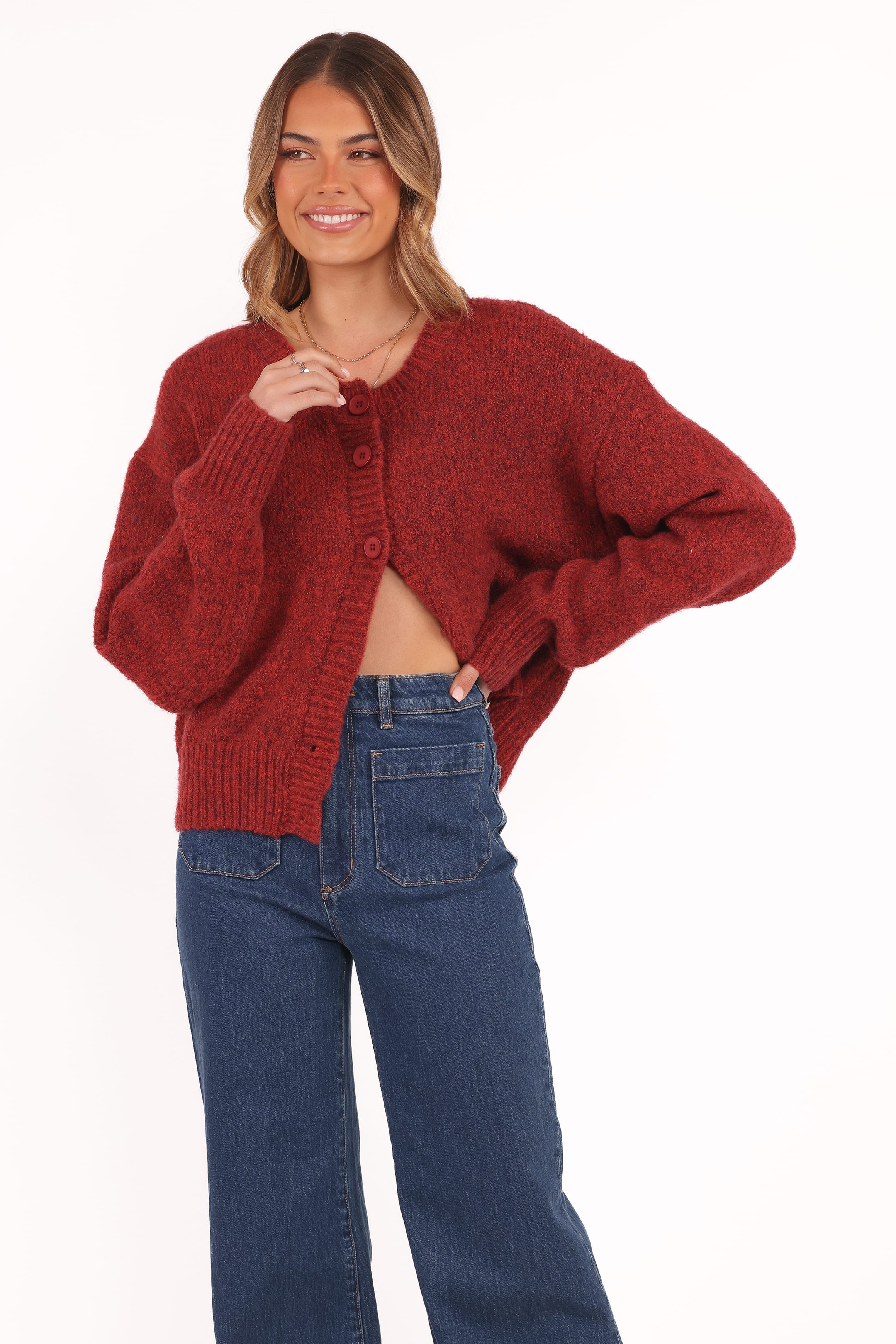 KNITWEAR Lucah Cardigan - Dark Red