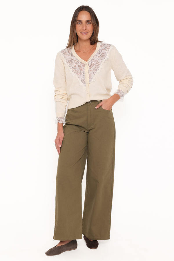 KNITWEAR Mamie Lace Cardigan - Butter Yellow