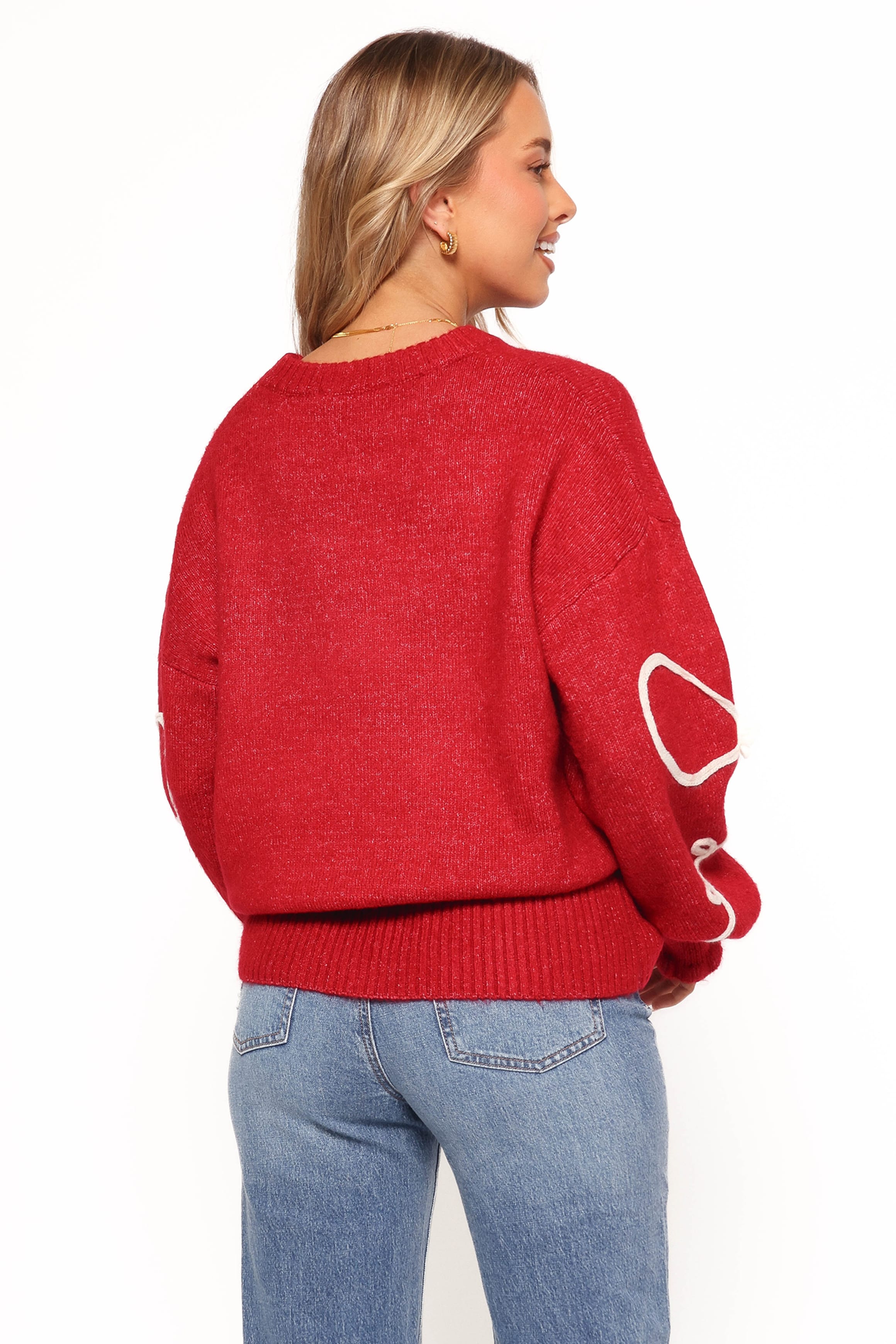 KNITWEAR Mardi Large Bow Knit Sweater - Red/Cream