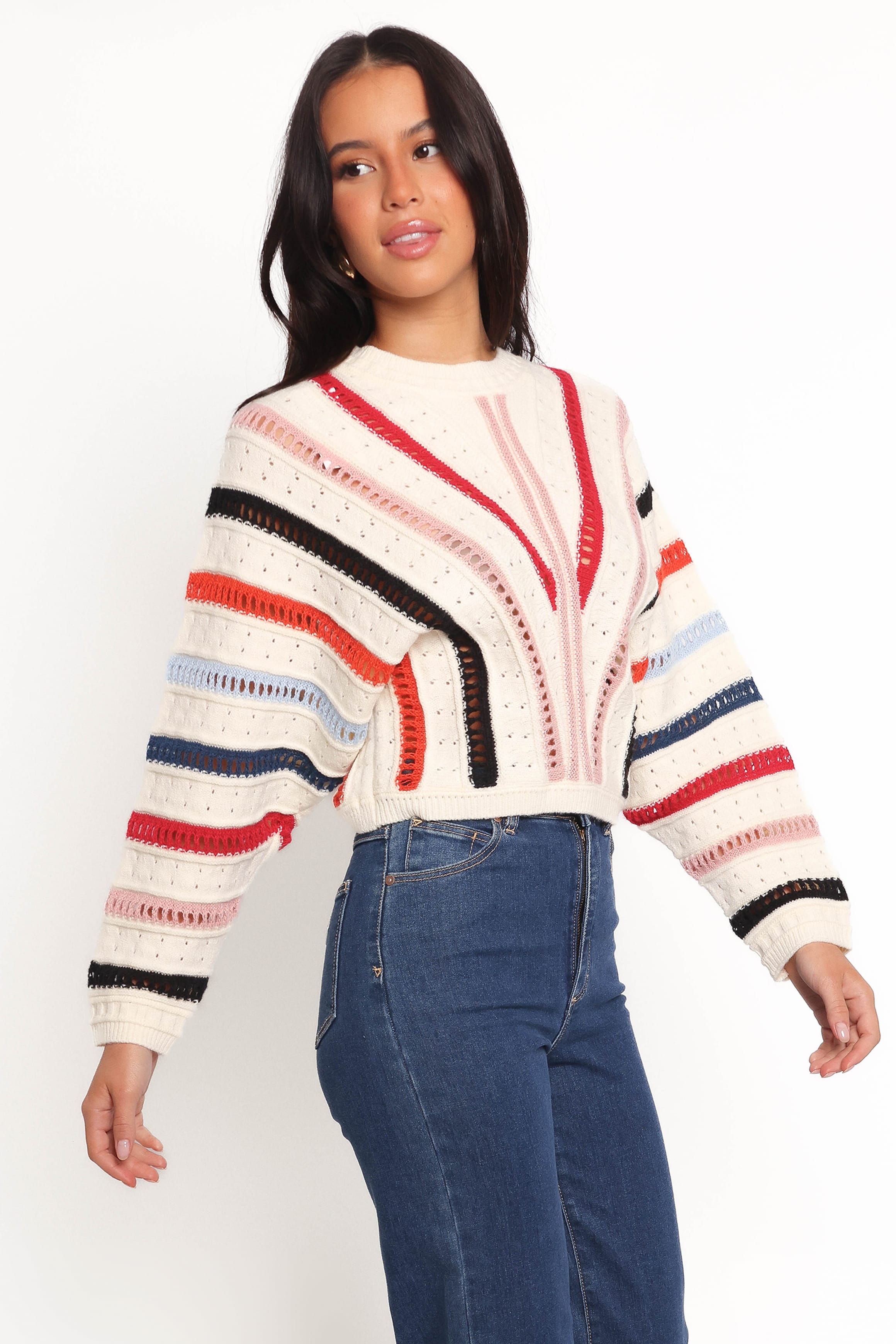 KNITWEAR Marie Stripe Knit Sweater - White