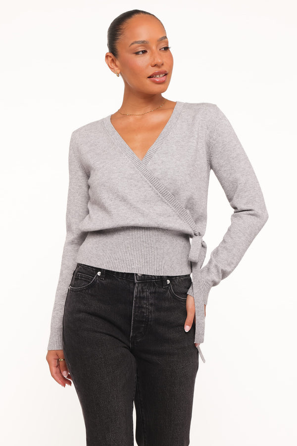KNITWEAR Marshall Wrap Knit Sweater - Grey