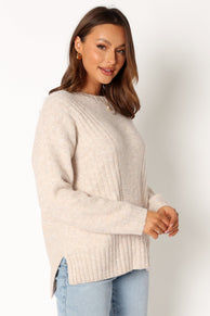 KNITWEAR @Meilani Textured Knit Sweater - Oatmeal