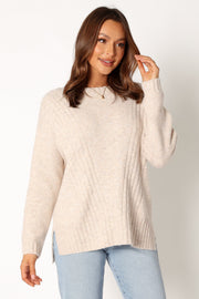 KNITWEAR @Meilani Textured Knit Sweater - Oatmeal