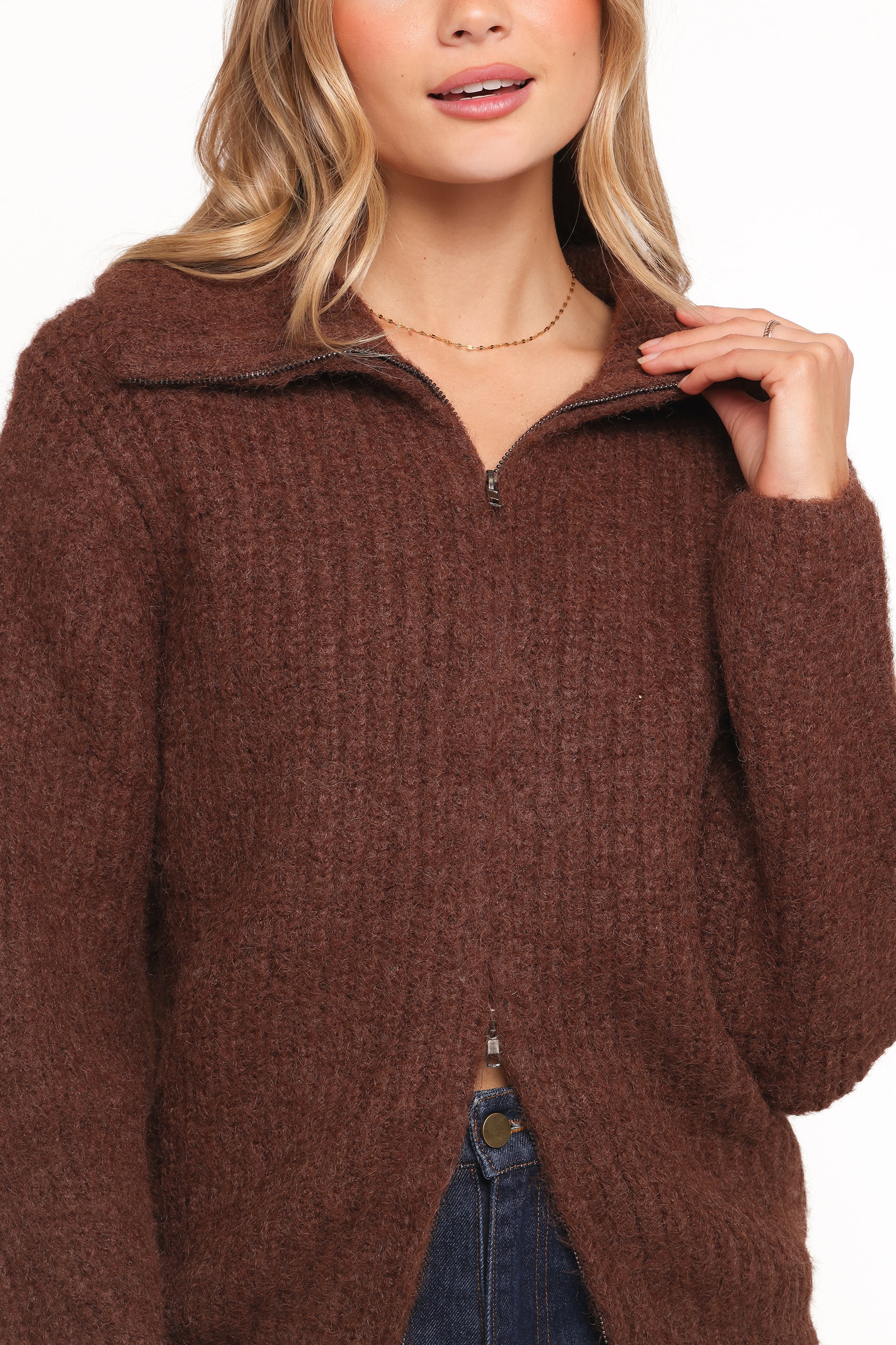 KNITWEAR Miffy Zip Through Cardigan - Chocolate