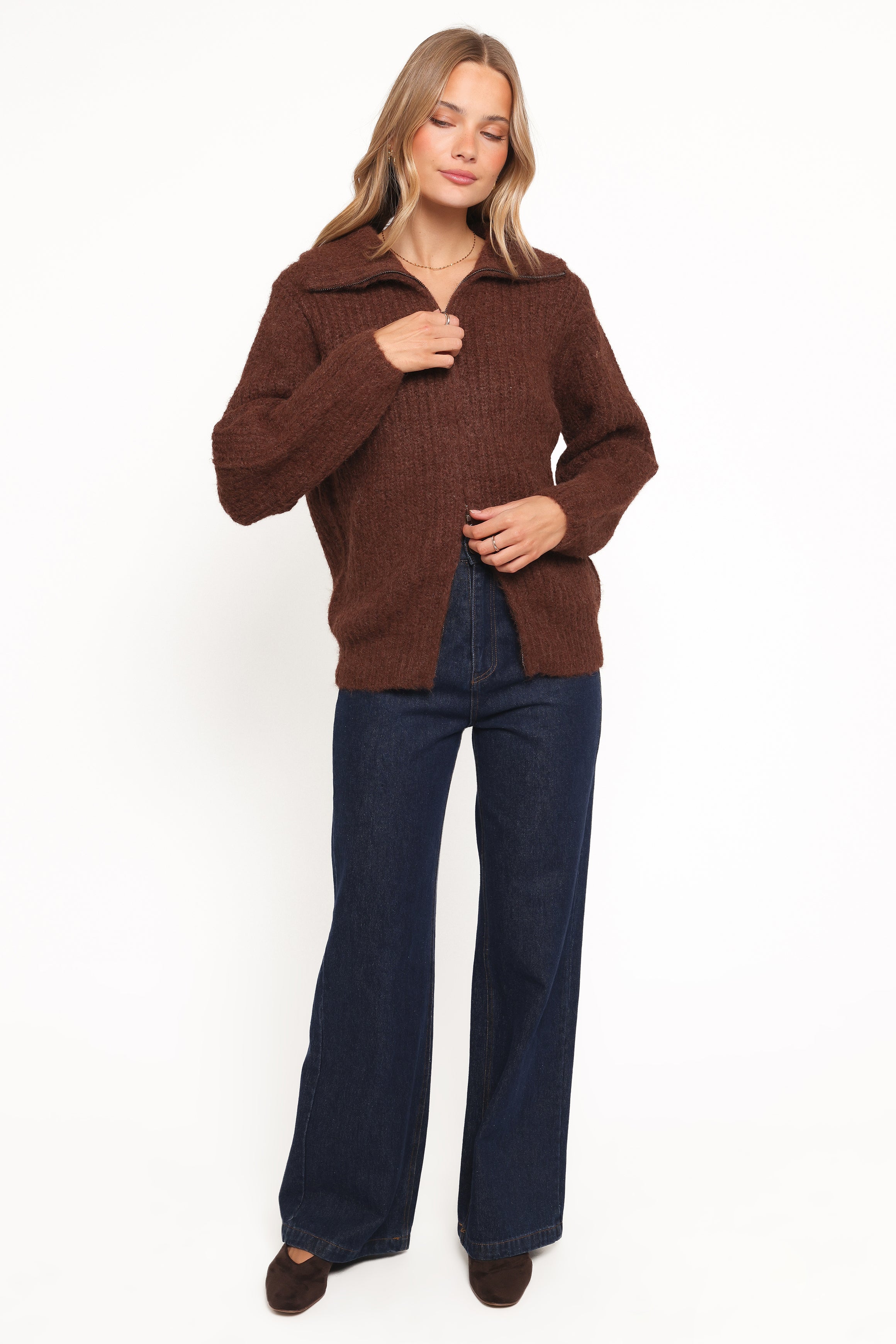 KNITWEAR Miffy Zip Through Cardigan - Chocolate