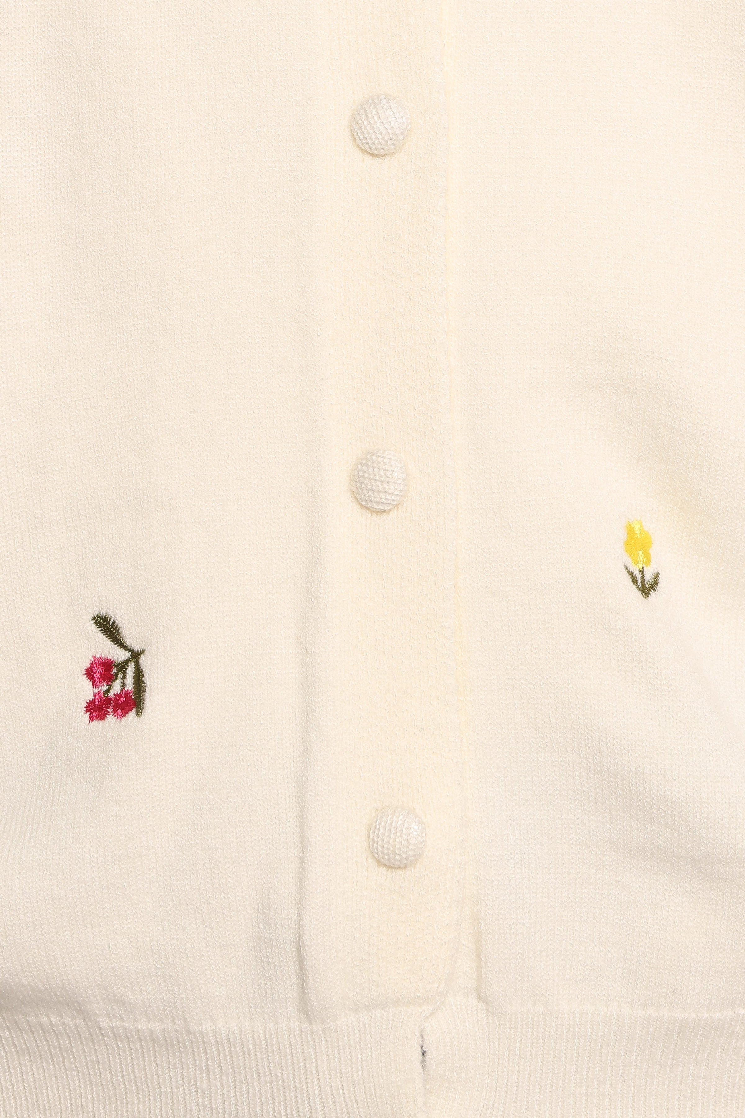 KNITWEAR Millen Flower Embroidery Cardigan - Cream