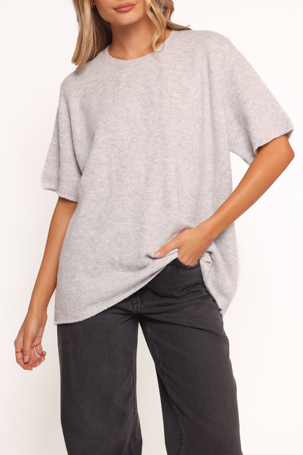 KNITWEAR Morris Short Sleeve Oversized Sweater Tee - Grey