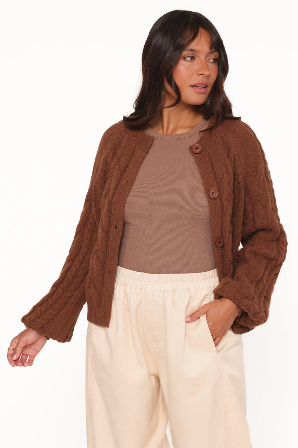 KNITWEAR Nika Cable Knit Cardigan - Brown