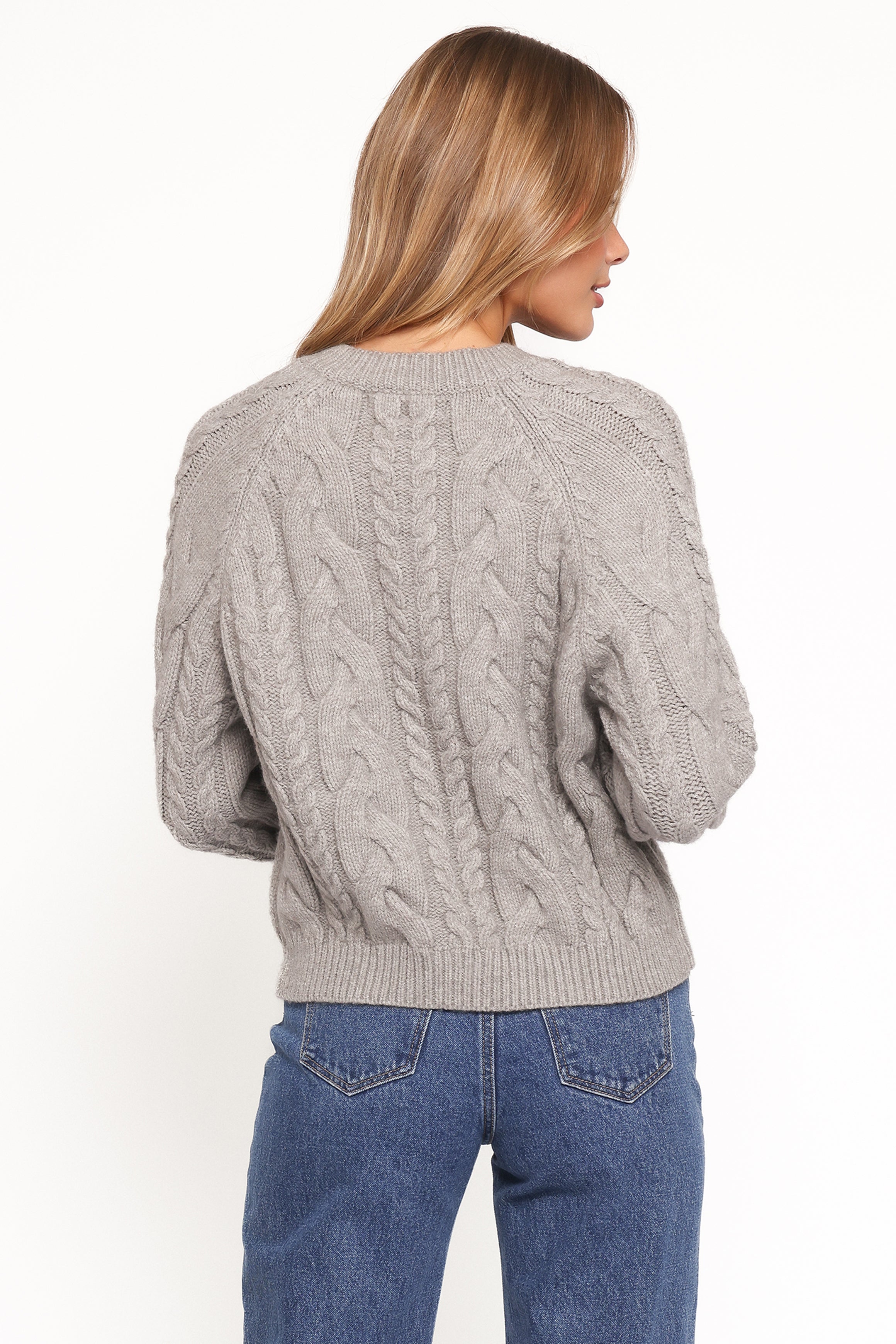 KNITWEAR Nika Cable Knit Cardigan - Grey