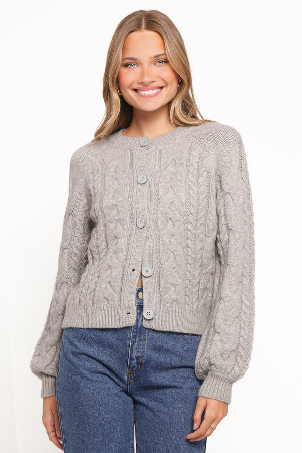 KNITWEAR Nika Cable Knit Cardigan - Grey