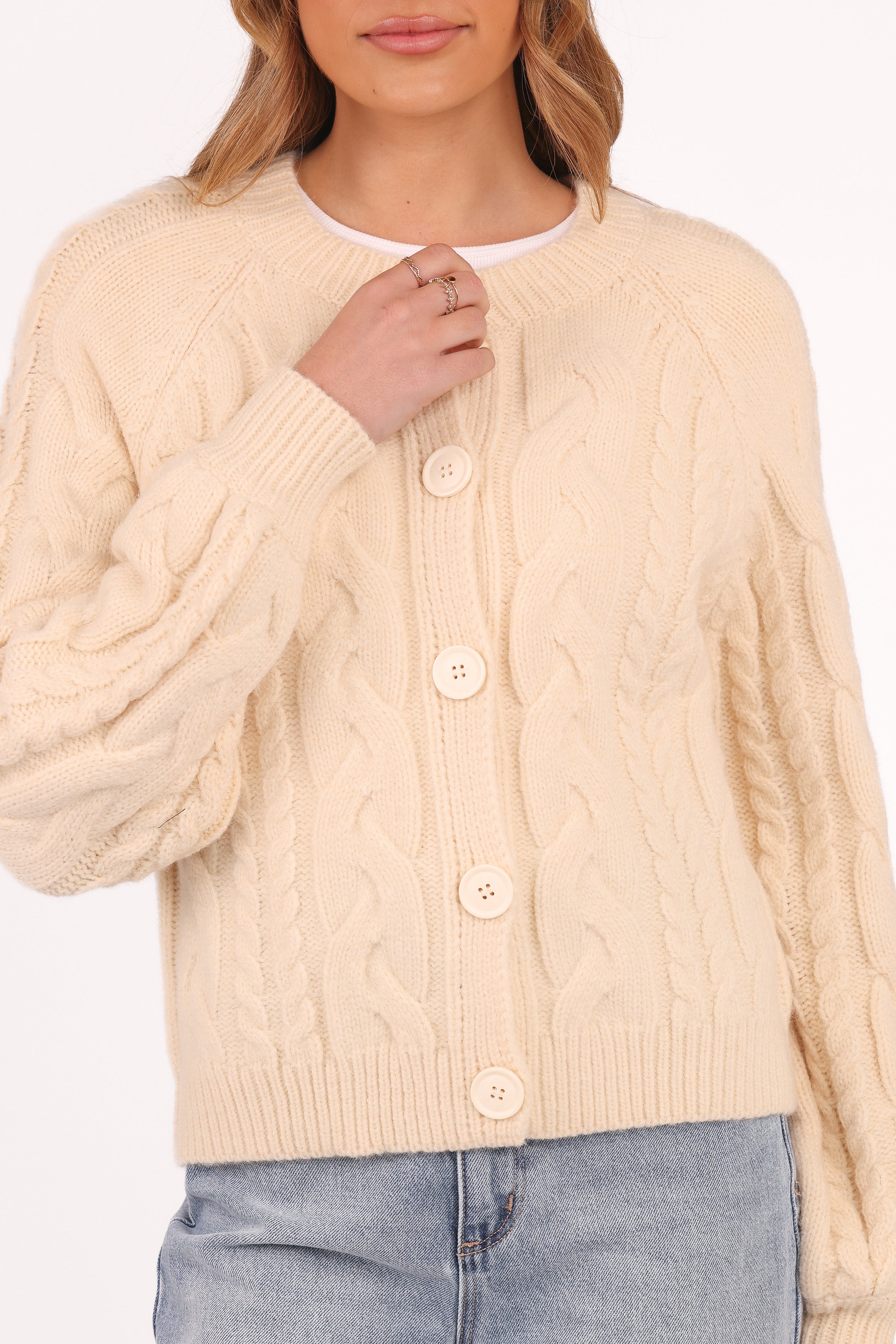 KNITWEAR Nika Cable Knit Cardigan - Taupe