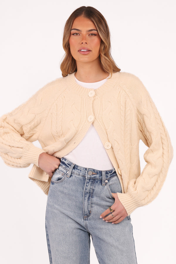 KNITWEAR Nika Cable Knit Cardigan - Taupe