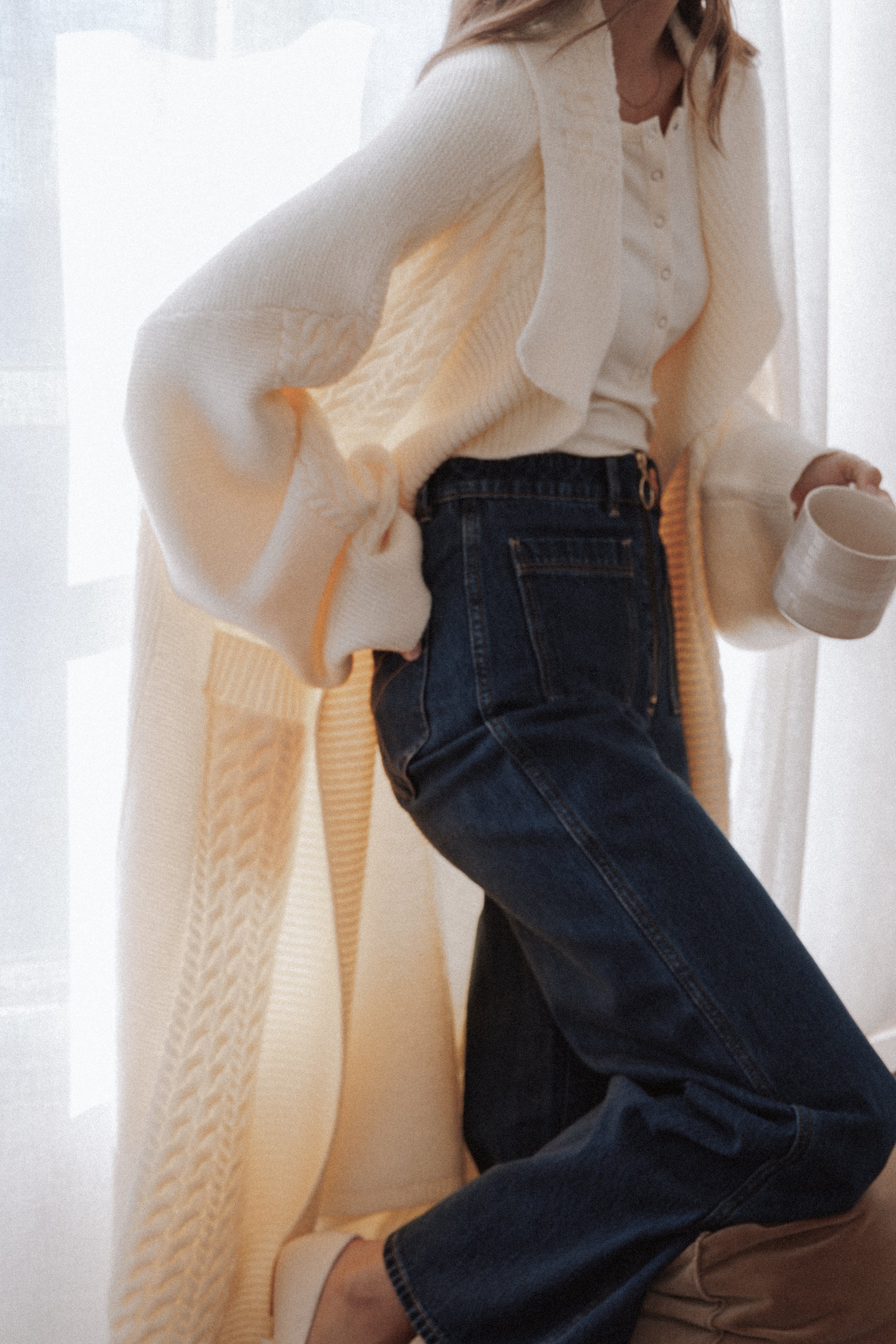 KNITWEAR Nova Long Cardigan - Cream