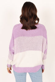 Knitwear @Nyomi Striped Knit Sweater - Lilac