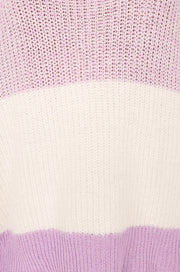 Knitwear @Nyomi Striped Knit Sweater - Lilac