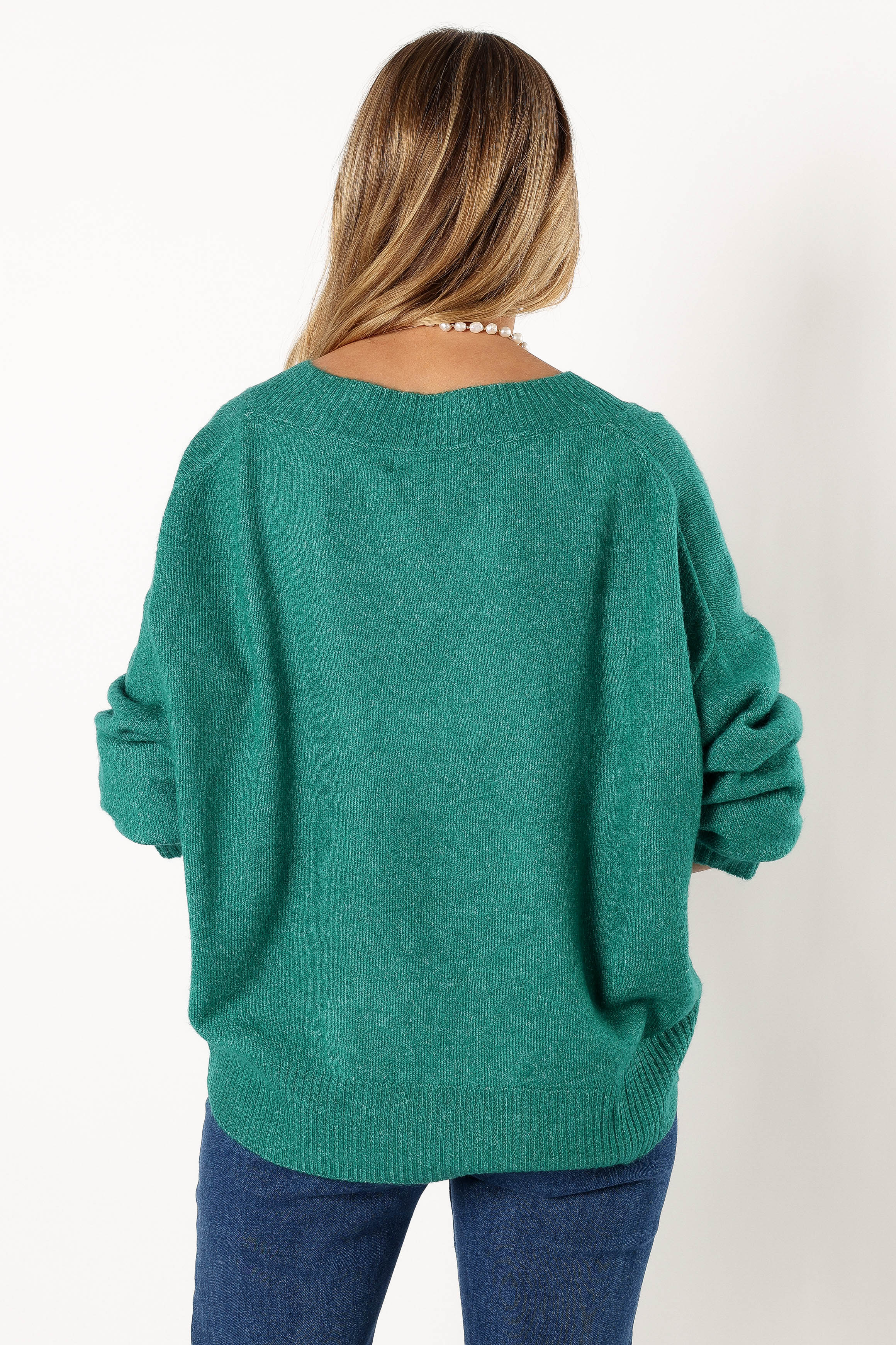 KNITWEAR @Palmer Vneck Knit Sweater - Green