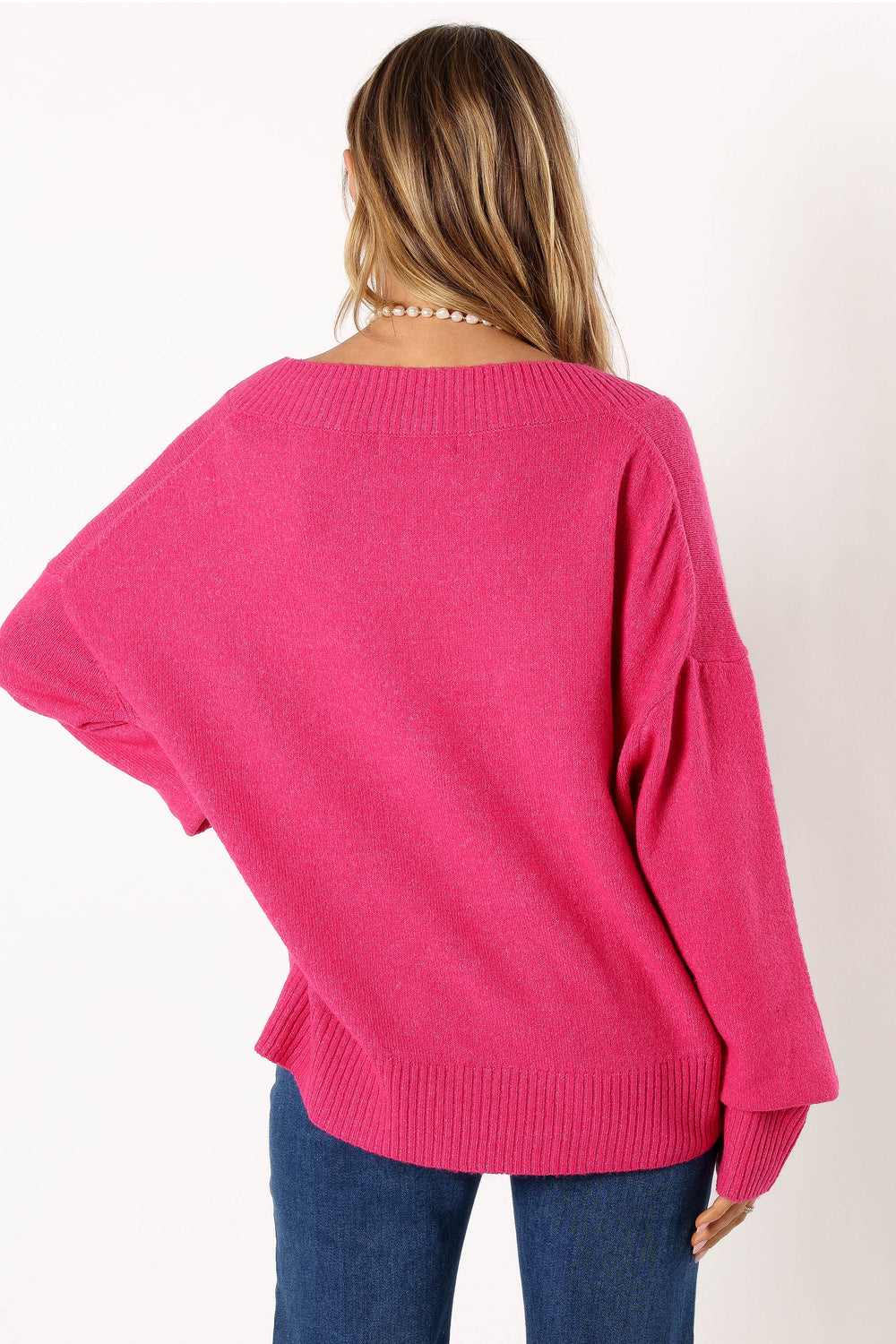 KNITWEAR @Palmer Vneck Knit Sweater - Pink