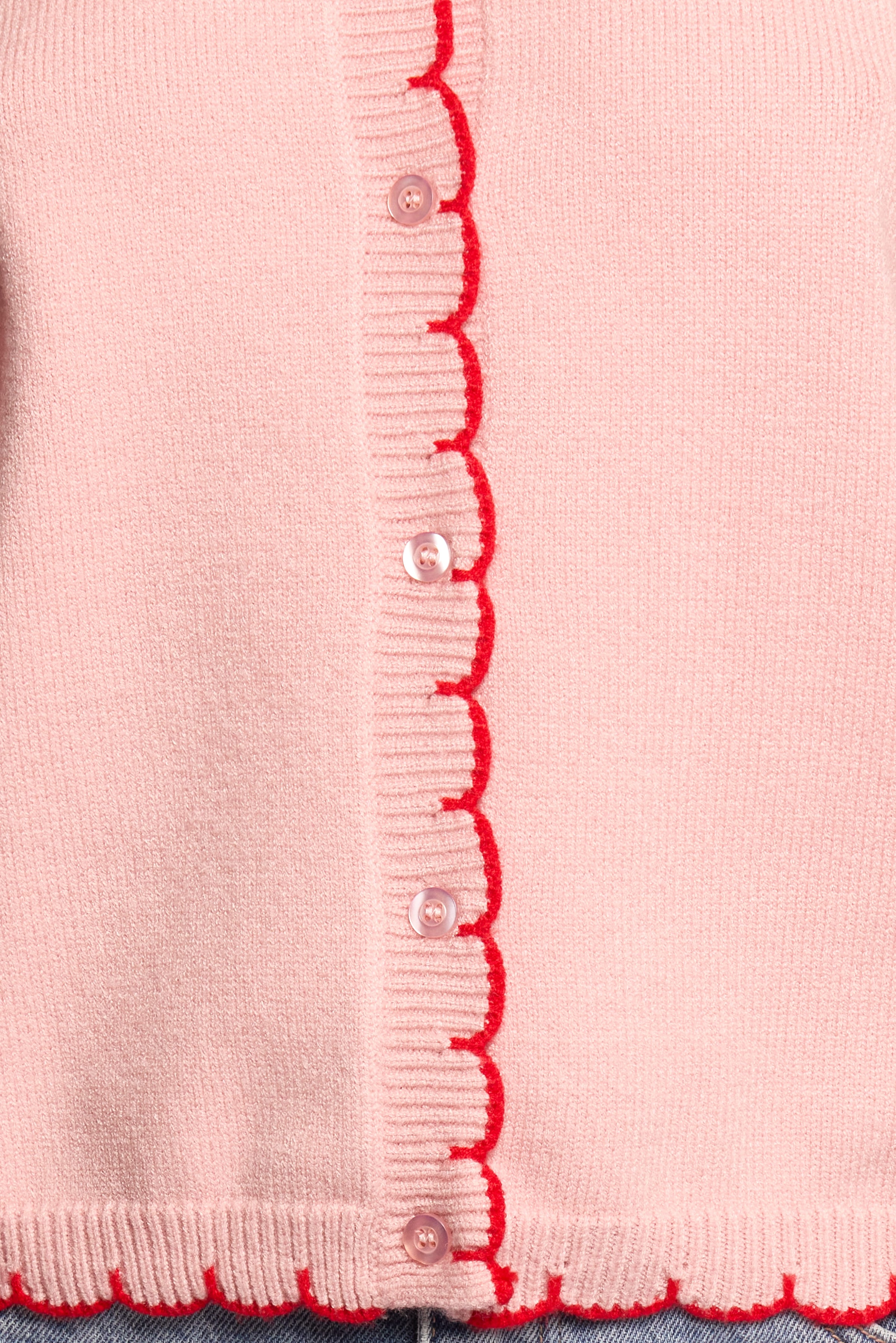 KNITWEAR Payton Scallop Cardigan - Pink Red