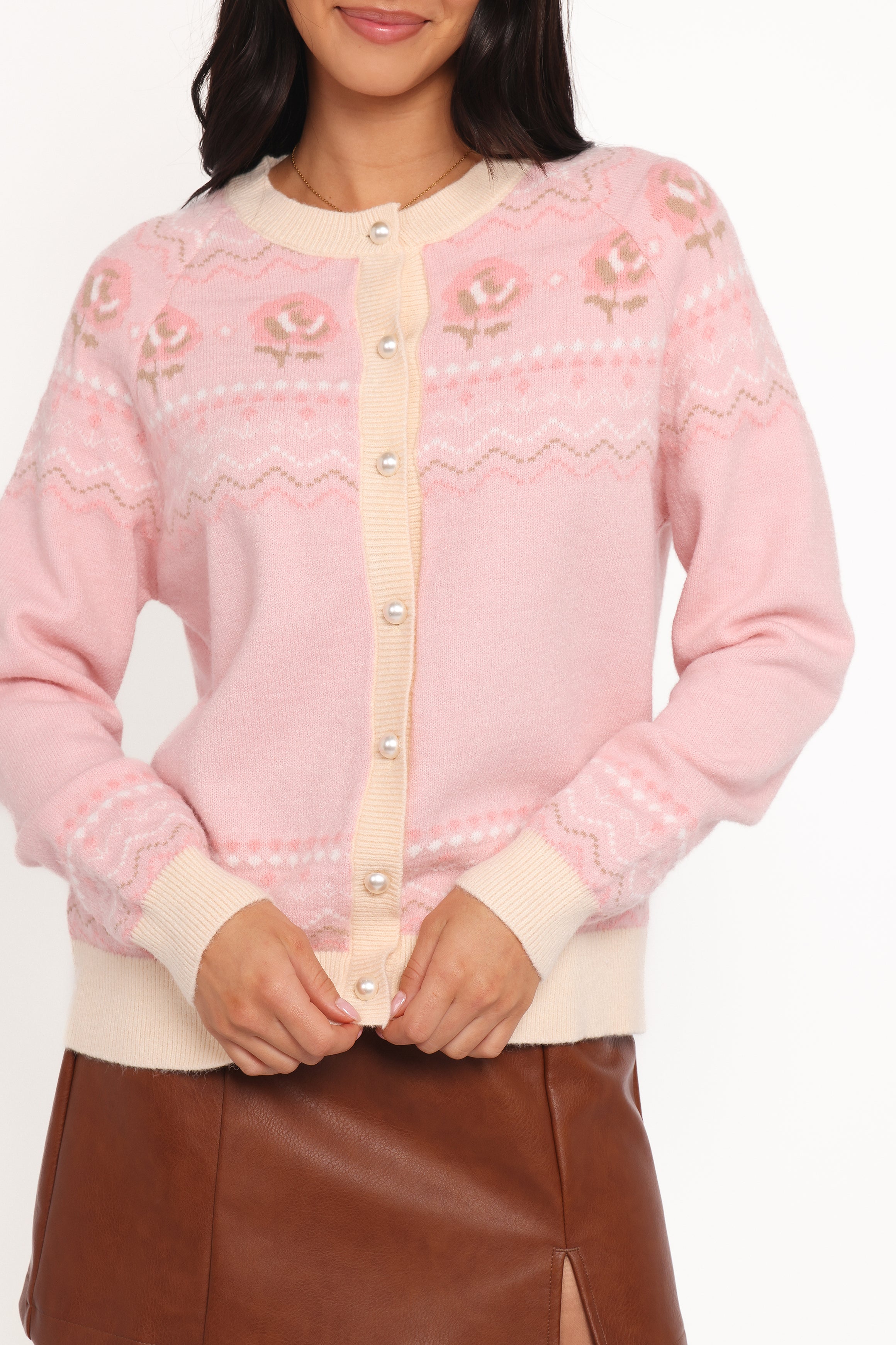 KNITWEAR Poppi Fairisle Cardigan - Pink