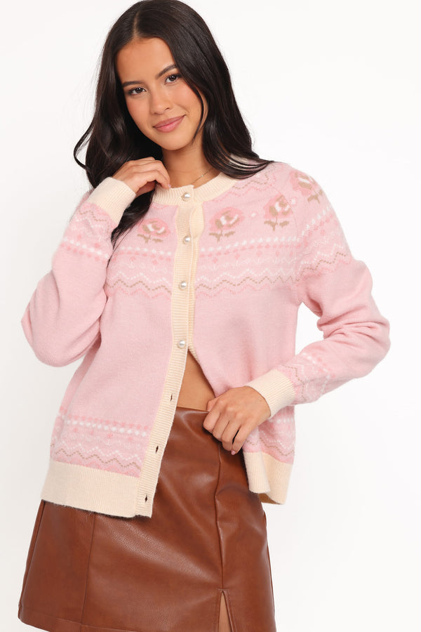 KNITWEAR Poppi Fairisle Cardigan - Pink
