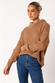 KNITWEAR @Rayne Turtleneck Knit Sweater - Beige
