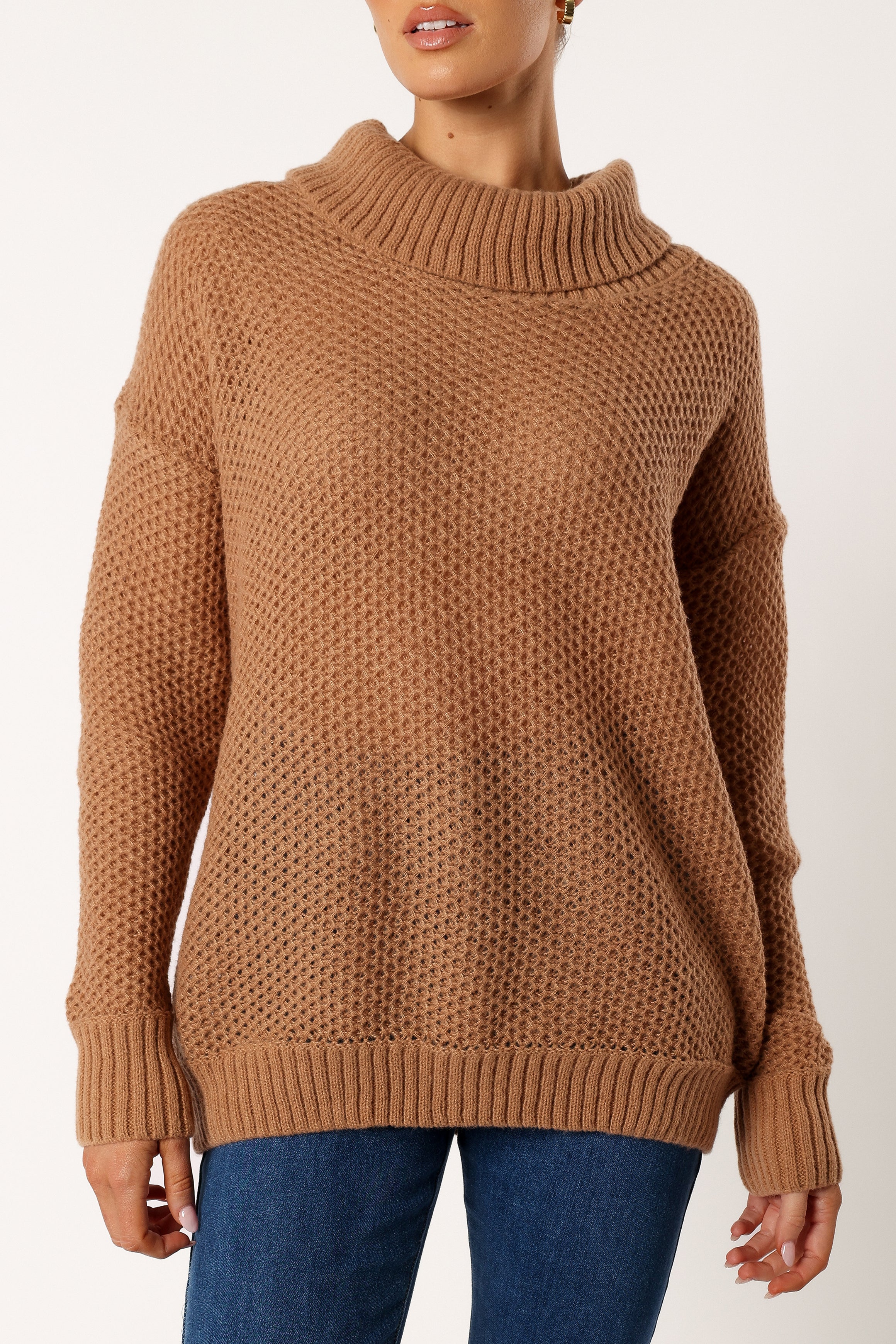 KNITWEAR @Rayne Turtleneck Knit Sweater - Beige