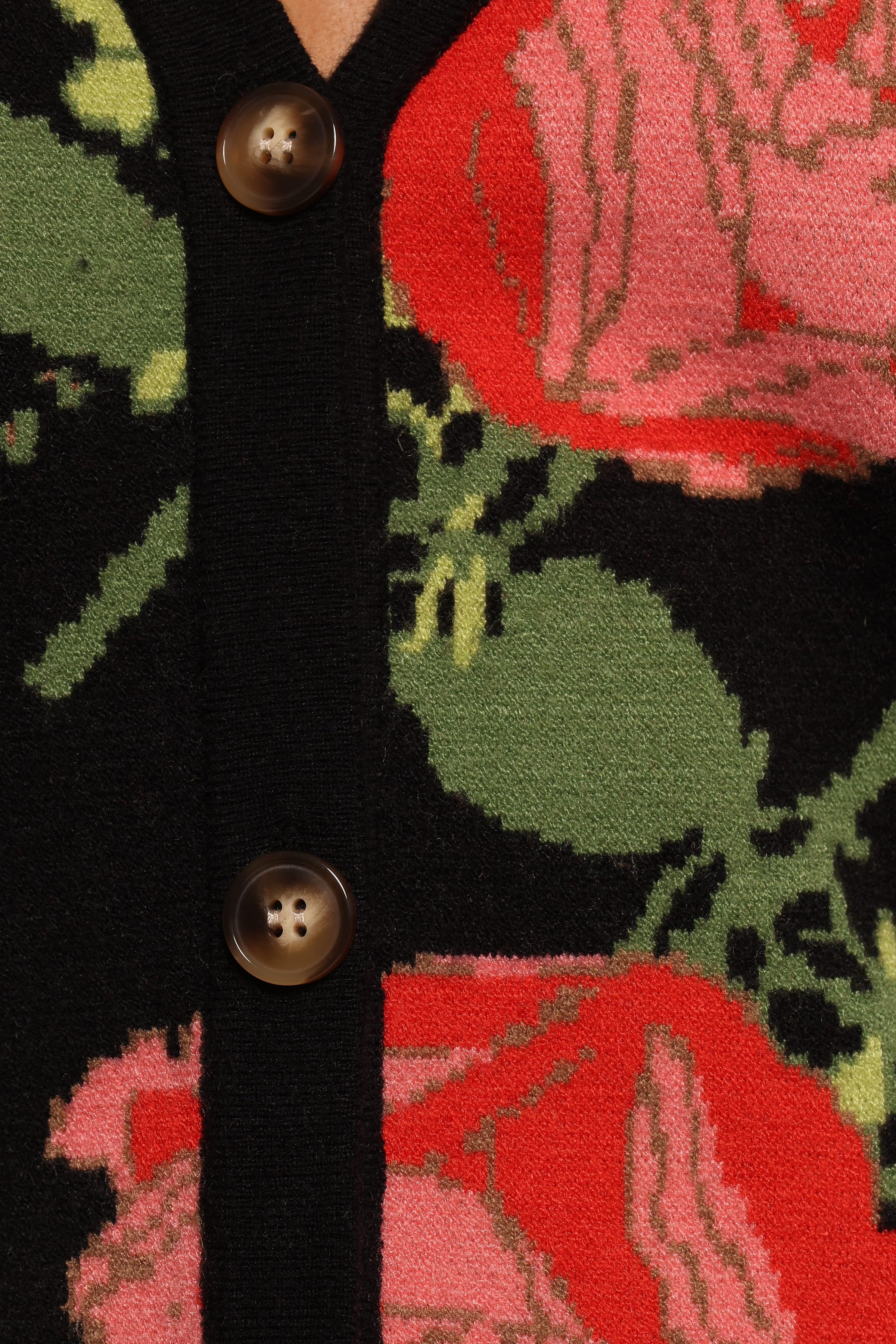 KNITWEAR Reeva Button Front Floral Cardigan - Black Floral