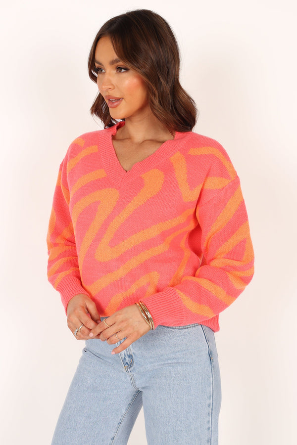 Knitwear @Rosalee Pattern Knit Sweater - Pink