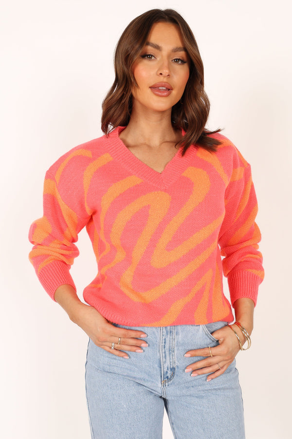 Knitwear @Rosalee Pattern Knit Sweater - Pink