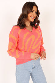 Knitwear @Rosalee Pattern Knit Sweater - Pink