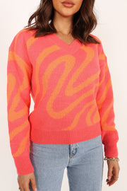 Knitwear @Rosalee Pattern Knit Sweater - Pink