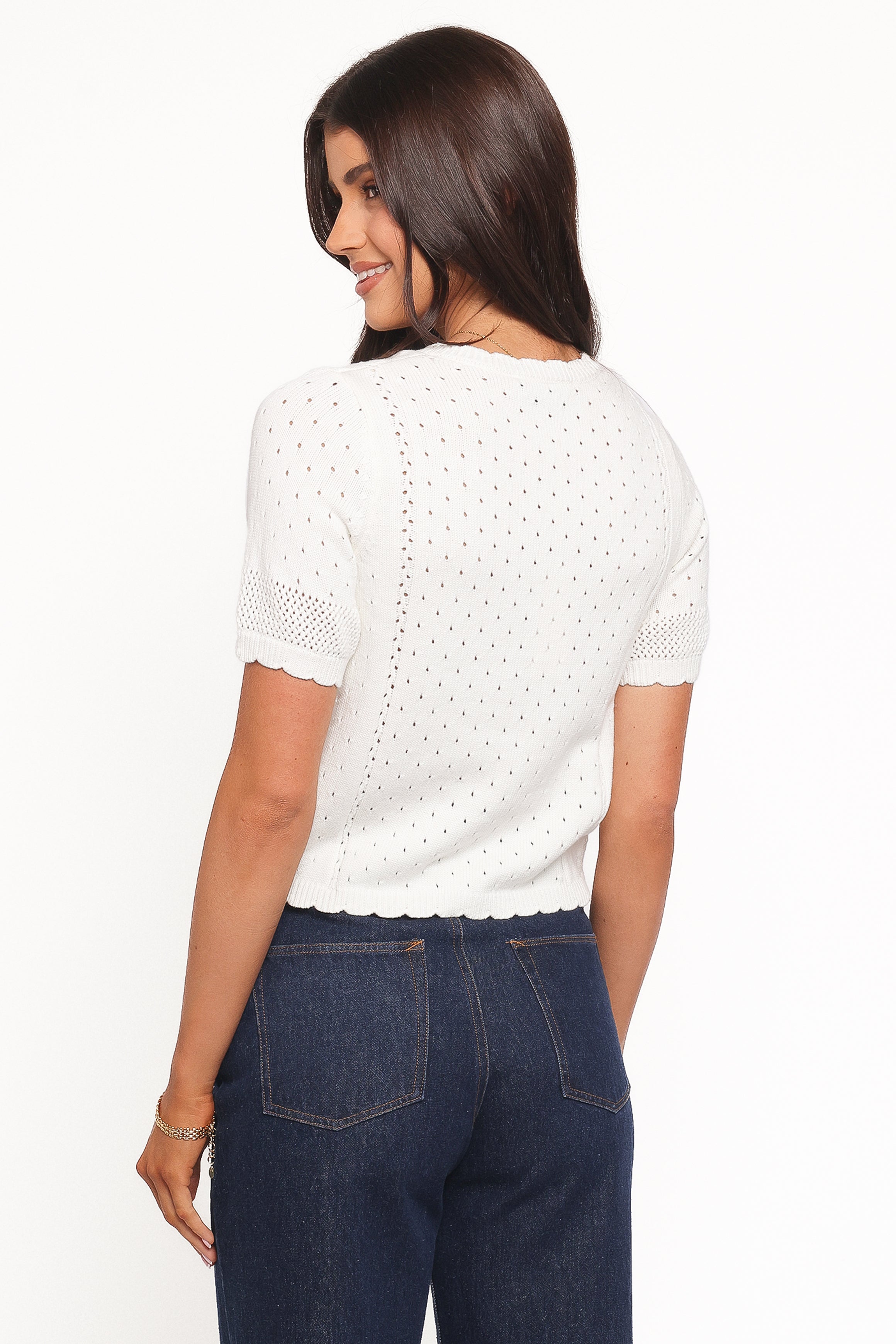 KNITWEAR Rossi Floral Button Up Cardigan - White/Pink