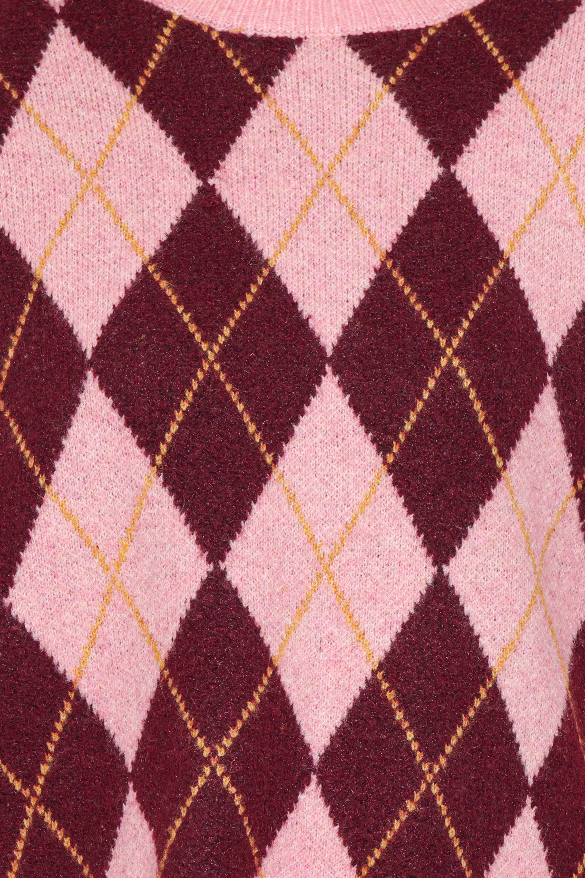 KNITWEAR Rowet Intarsia Knit Jumper - Pink Burgundy