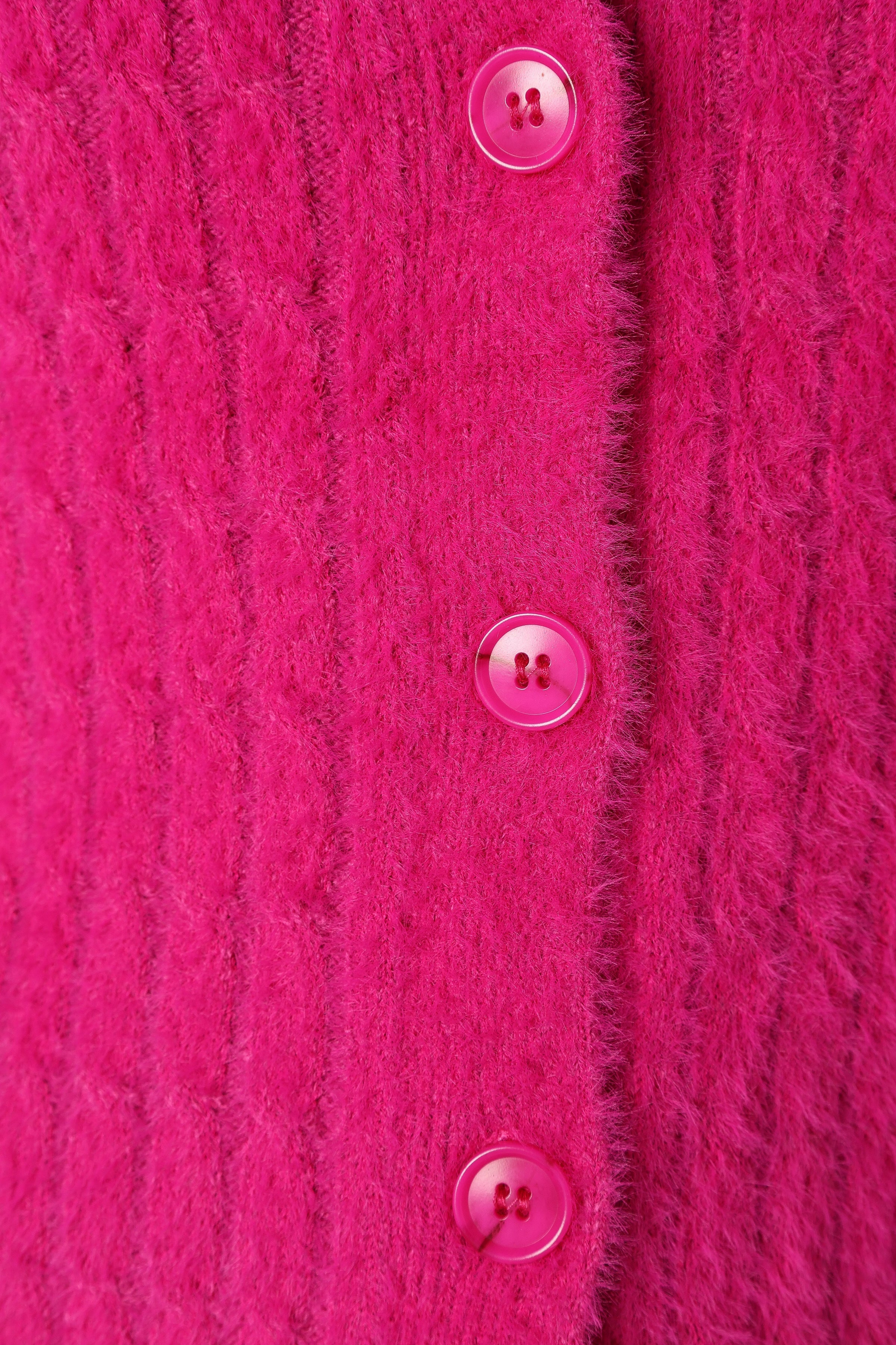 KNITWEAR @Ryann Button Front Cardigan - Magenta