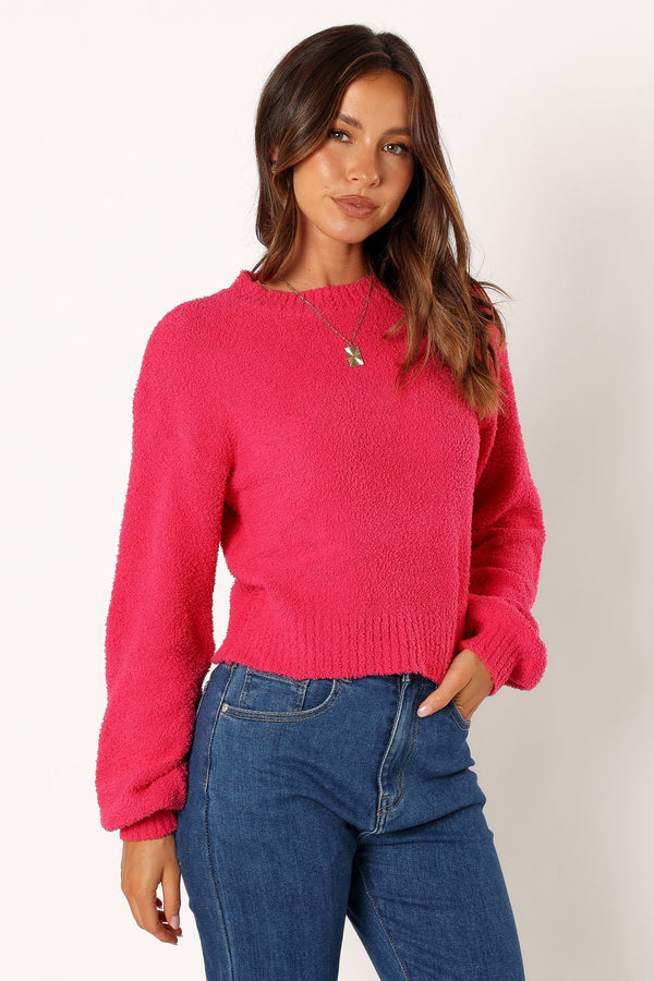 KNITWEAR @Sariah Knit Sweater - Magenta