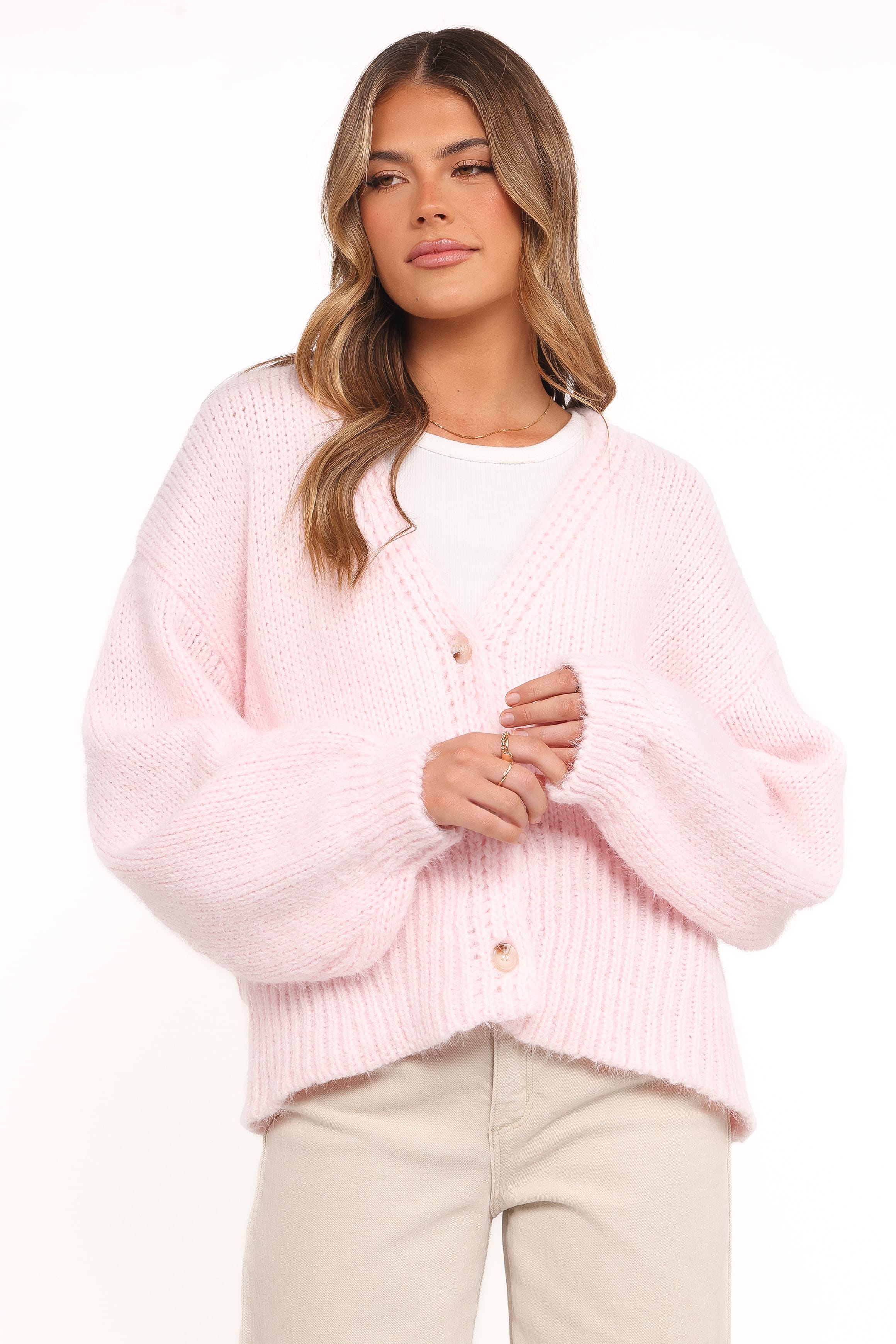 KNITWEAR Selina Wide Sleeve Cardigan - Pale Pink