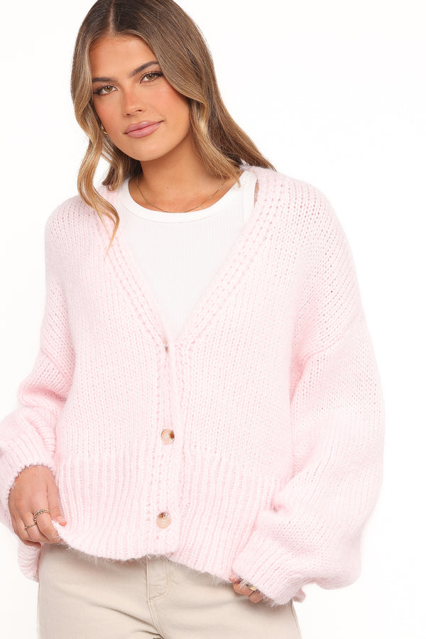 KNITWEAR Selina Wide Sleeve Cardigan - Pale Pink