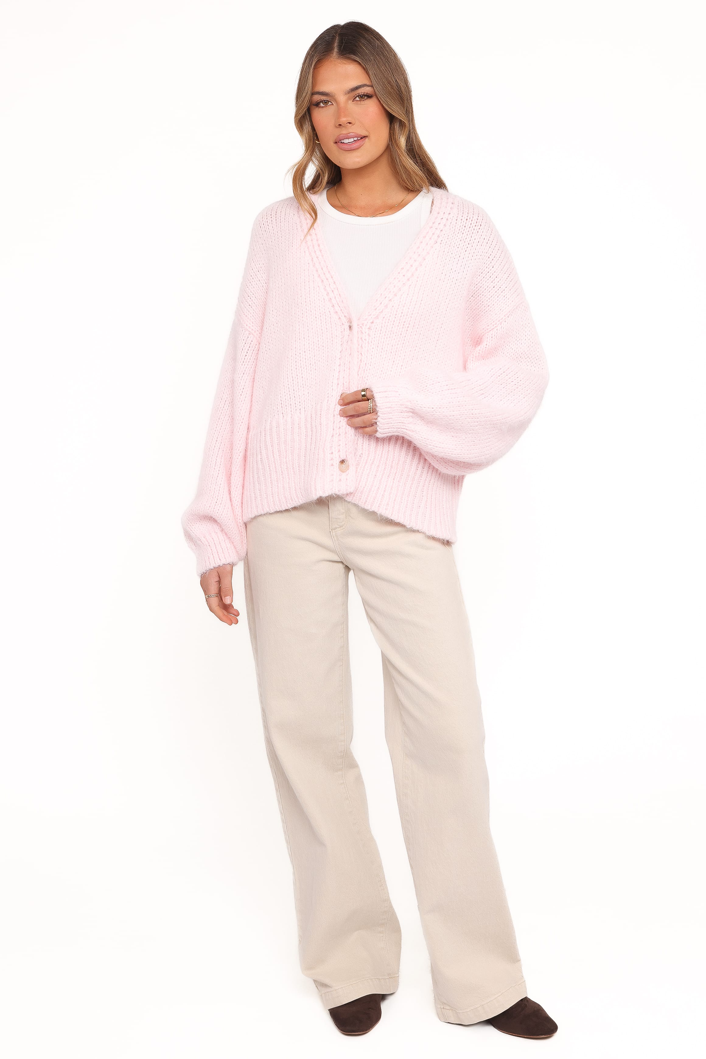 KNITWEAR Selina Wide Sleeve Cardigan - Pale Pink