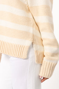 KNITWEAR @Shea Striped Collar Knit Sweater - Cream