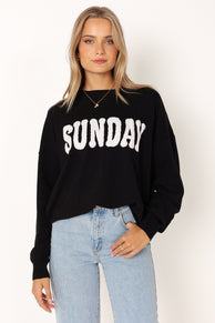 KNITWEAR @Sunday Crewneck Knit Sweater - Black