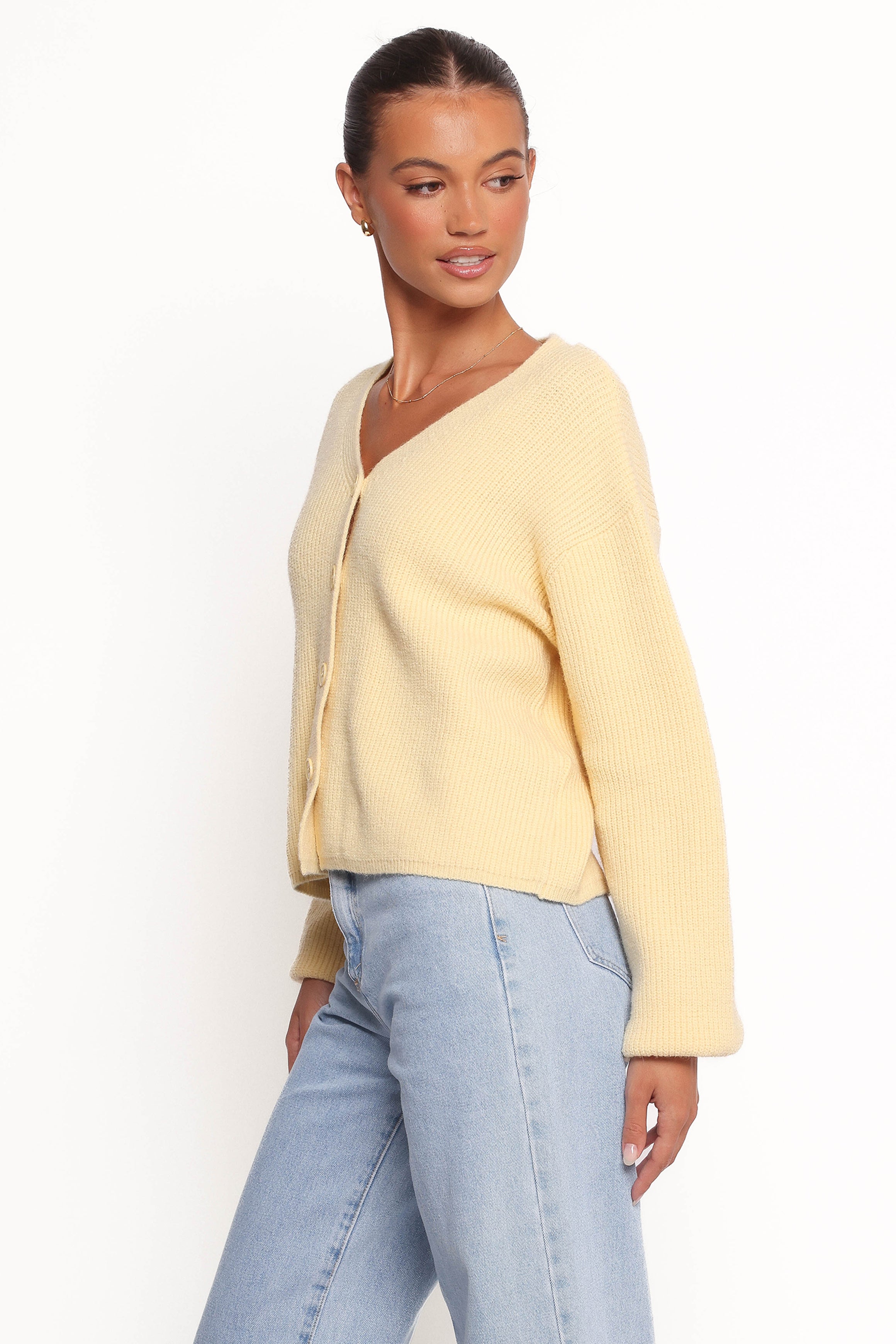 KNITWEAR Sybil Button Front Cardigan - Butter Yellow