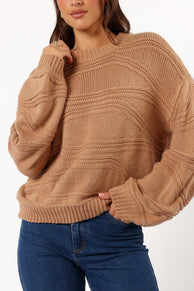 KNITWEAR @Talulla Texture Pattern Knit Sweater - Taupe
