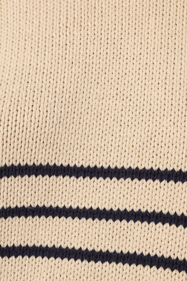 KNITWEAR @Tenzie Stripe Knit Sweater - Natural Navy