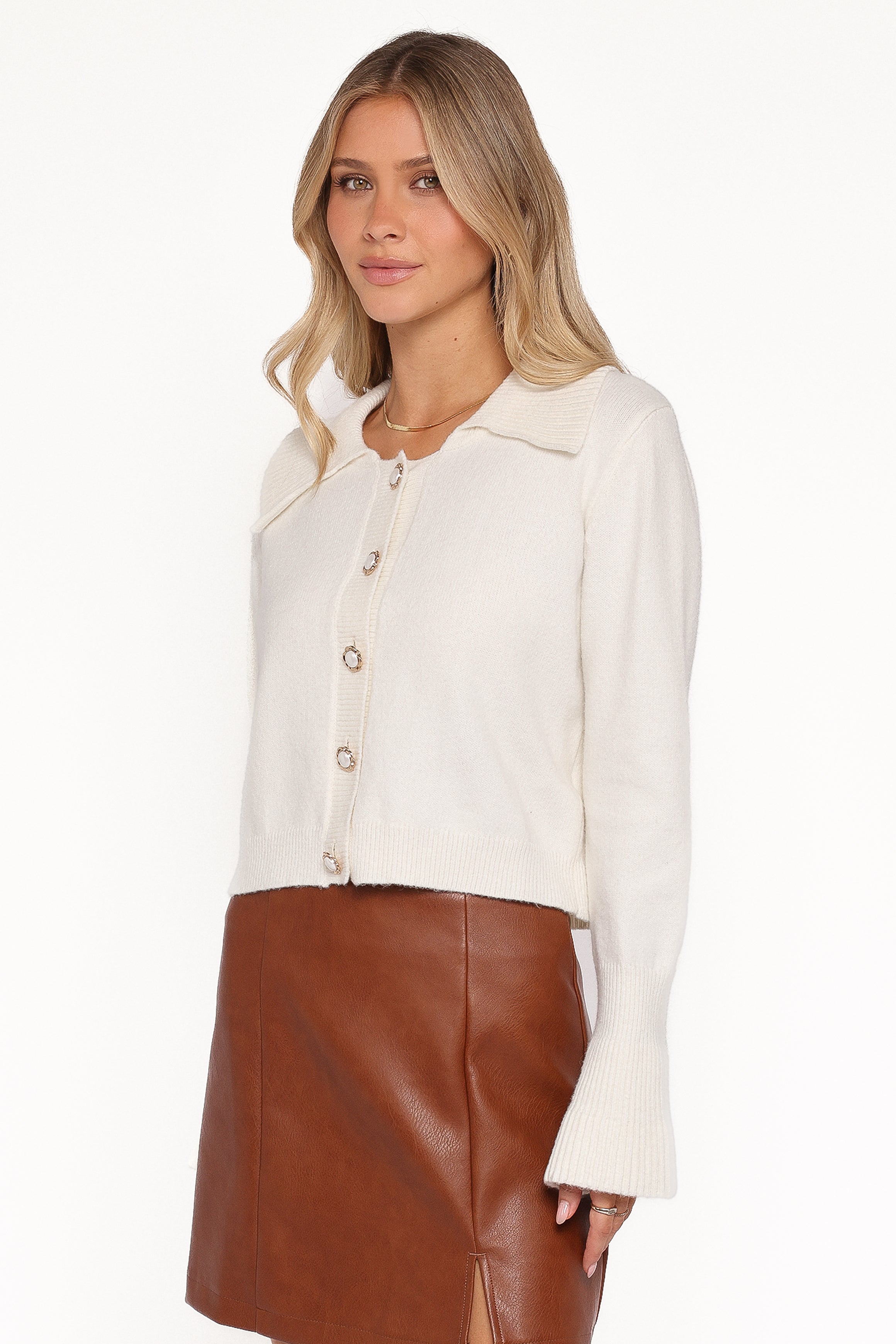 KNITWEAR Thelma Trumpet Sleeve Cardigan - Cream