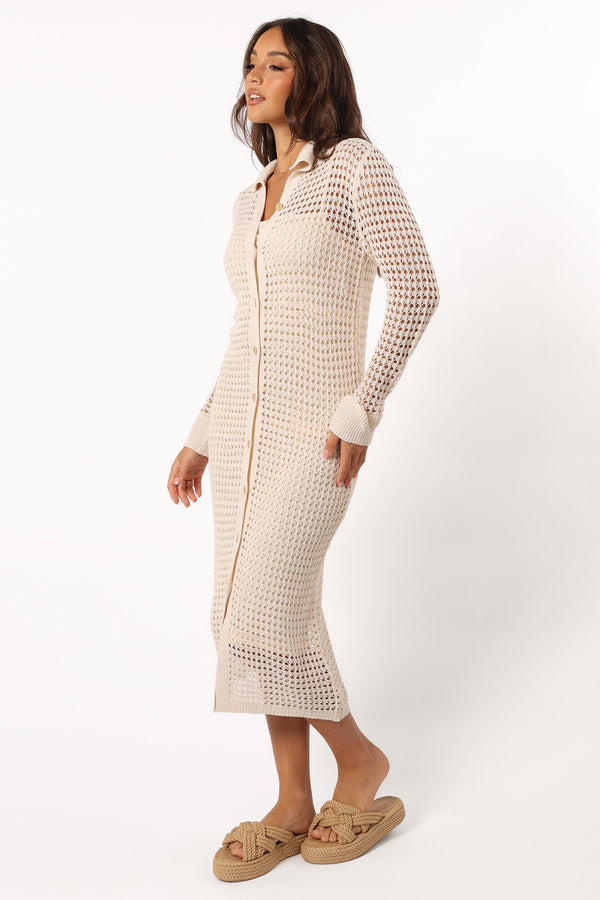 KNITWEAR @Tilly Midi Dress - Cream